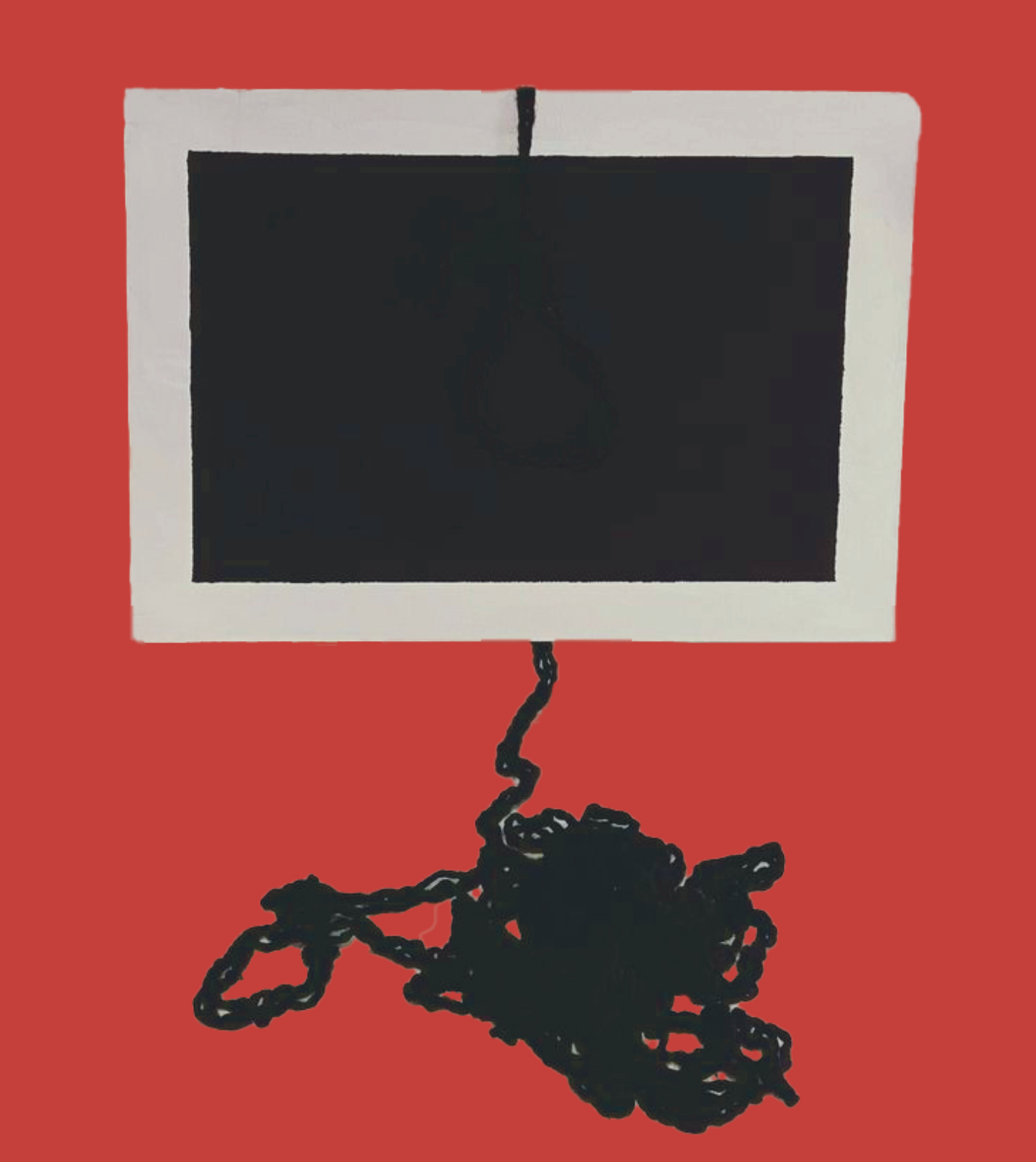 click to expand NO ONE TELLS YOU ABOUT THE SURVIVORS GUILT / blackest black and wool on canvas / 2022