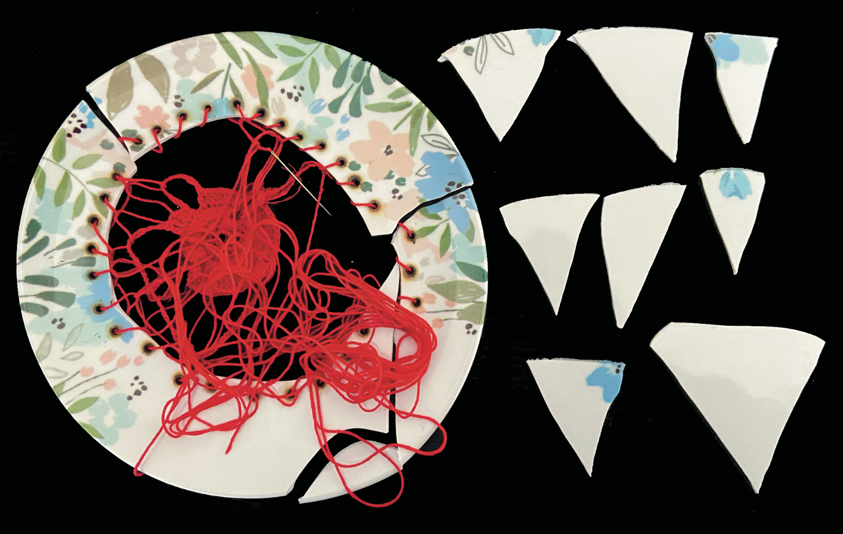 click to expand Eat Your Heart Out / plastic, embroidery thread, and needle / 2023