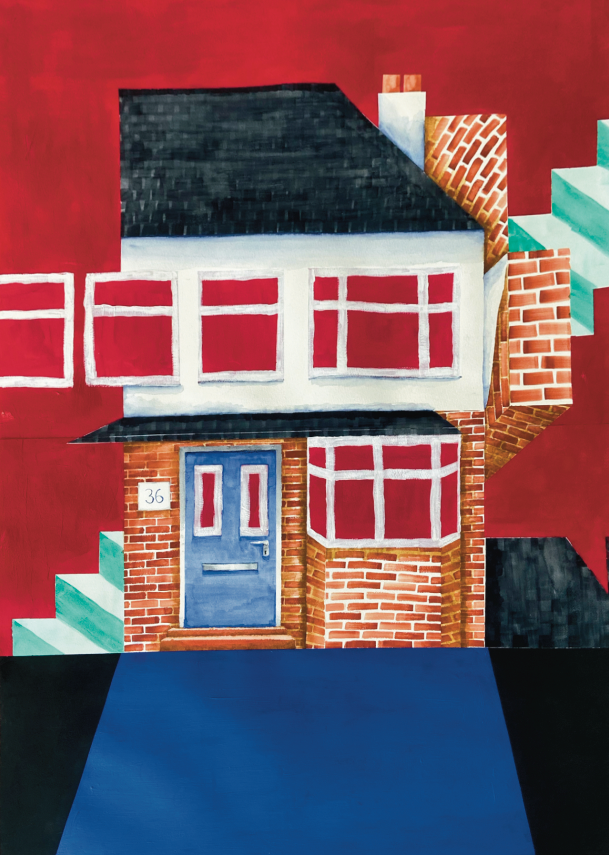click to expand the eponymous house ii / blackest black, gouache, watercolour, and acrylic on paper / 2023