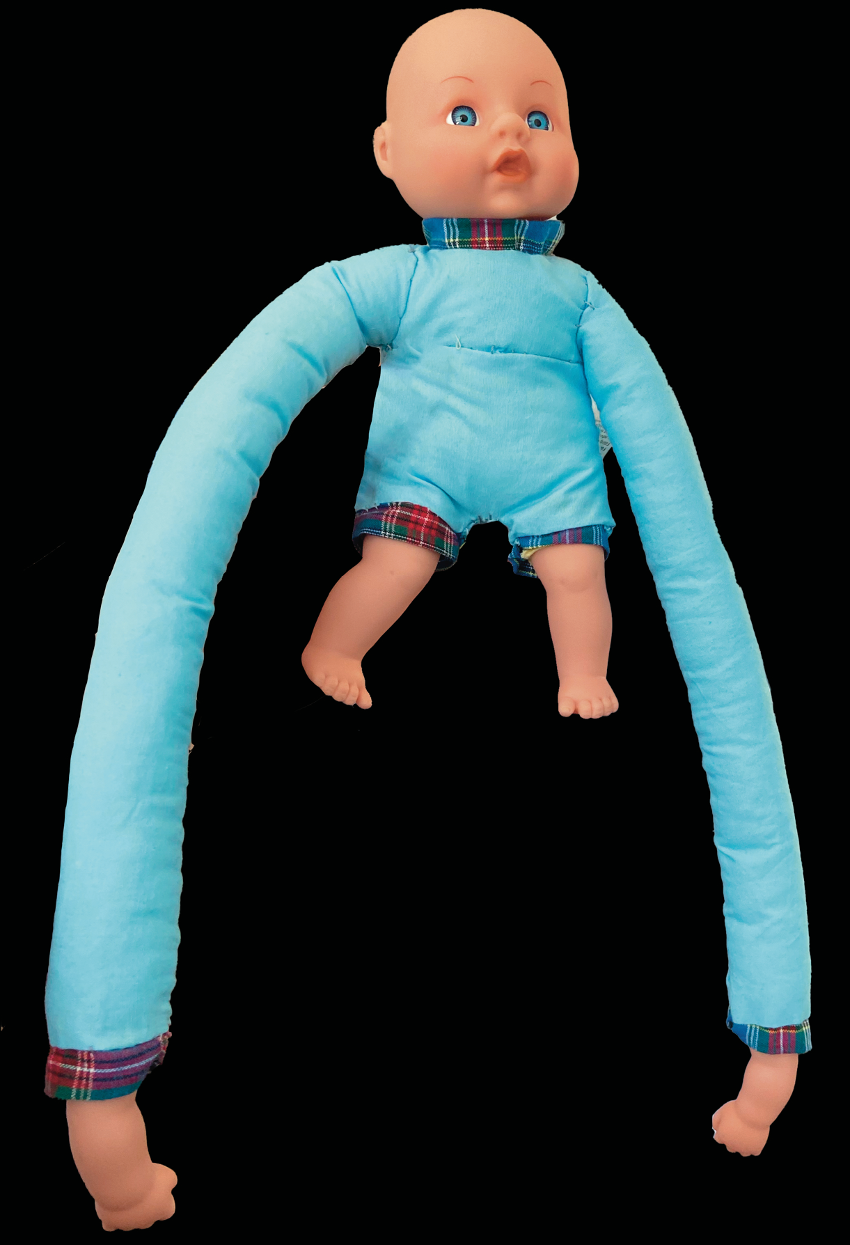 click to expand HE HAS HIS FATHER'S EYES / doll parts and fabric / 2023